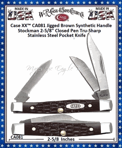 W.R. Case & Sons Cutlery CA081 Case XX� Jigged Brown Synthetic Handle Stockman 2 5/8" Closed Tru-sharp Surgical Stainless Steel Pocket Knife