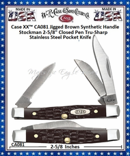 W.R. Case & Sons Cutlery CA081 Case XX� Jigged Brown Synthetic Handle Stockman 2 5/8" Closed Tru-sharp Surgical Stainless Steel Pocket Knife