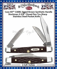 W.R. Case & Sons Cutlery CA081 Case XX� Jigged Brown Synthetic Handle Stockman 2 5/8" Closed Tru-sharp Surgical Stainless Steel Pocket Knife