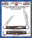 W.R. Case & Sons Cutlery CA083 Case XX� Jigged Brown Synthetic Handle Pen 2 5/8" Closed Tru-sharp Surgical Stainless Steel Pocket Knife