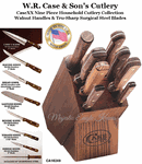 W.R. Case & Sons Cutlery CA10249 CaseXX 9 Piece Walnut Handle Kitchen Knife Set Wooden Block
