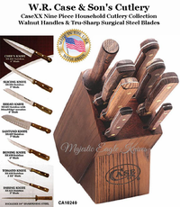 W.R. Case & Sons Cutlery CA10249 CaseXX 9 Piece Walnut Handle Kitchen Knife Set Wooden Block W.R. Case & Sons Cutlery CA10249 CaseXX 9 Piece Walnut Handle Kitchen Knife Set Wooden Block