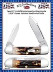 W.R. Case & Son's Cutlery CA9574 Case XX Butterbean Red Stag Handle 2-3/4" Closed Stainless Steel Pocket Knife