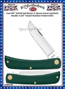 W.R. Case & Son's Cutlery CA64536 Case XX� Sod Buster Jr Spruce Green Synthetic Handle 3-3/4" Closed Stainless Steel Blade Pocket Knife