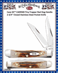 W.R. Case & Son's Cutlery CA09580 Case XX� Tiny Trapper Red Stag Handle 2-3/4" Closed Stainless Steel Pocket Knife