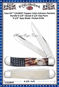W.R. Case & Sons Cutlery CA10647 Case XX� Trapper Color-Infusion Patriotic Handle 4-1/4" Closed 3-3/4" Clip 3-3/4" Spey Blade Stainless Steel Pocket Knife 
