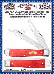W.R. Case & Sons Cutlery CA10760 Case XX� Trapper Smooth Dark Red Bone Handle 4-1/8" Closed Tru-Sharp Surgical Stainless Steel Pocket Knife