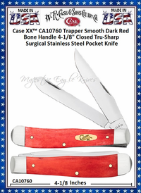 W.R. Case & Sons Cutlery CA10760 Case XX� Trapper Smooth Dark Red Bone Handle 4-1/8" Closed Tru-Sharp Surgical Stainless Steel Pocket Knife