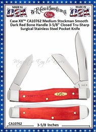 W.R. Case & Sons Cutlery CA10762 Case XX™ Medium Stockman Smooth Dark Red Bone Handle 3-5/8" Closed Tru-Sharp Surgical Stainless Steel Pocket Knife W.R. Case & Sons Cutlery CA10762 Case XX™ Medium Stockman Smooth Dark Red Bone Handle 3-5/8" Closed Tru-Sharp Surgical Stainless Steel Pocket Knife