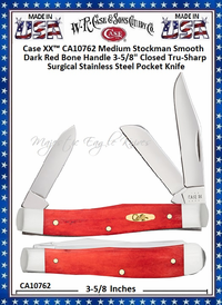 W.R. Case & Sons Cutlery CA10762 Case XX� Medium Stockman Smooth Dark Red Bone Handle 3-5/8" Closed Tru-Sharp Surgical Stainless Steel Pocket Knife  