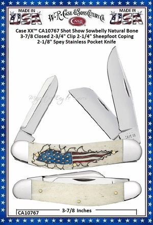 W.R. Case & Sons Cutlery CA10767 Case XX™ Shot Show Sowbelly Natural Bone 3-7/8 Closed 2-3/4" Clip 2-1/4" Sheepfoot Coping 2-1/8" Spey Stainless Pocket Knife W.R. Case & Sons Cutlery CA10767 Case XX™ Shot Show Sowbelly Natural Bone 3-7/8 Closed 2-3/4" Clip 2-1/4" Sheepfoot Coping 2-1/8" Spey Stainless Pocket Knife