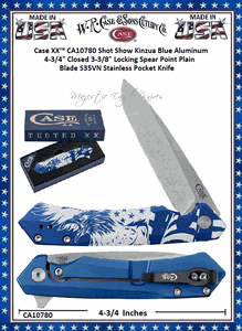 W.R. Case & Sons Cutlery  CA10780 Case XX� Shot Show Kinzua Blue Aluminum Handle 4-3/4" Closed 3-3/8" Locking Spear Point Plain Blade S35VN Stainless Pocket Knife