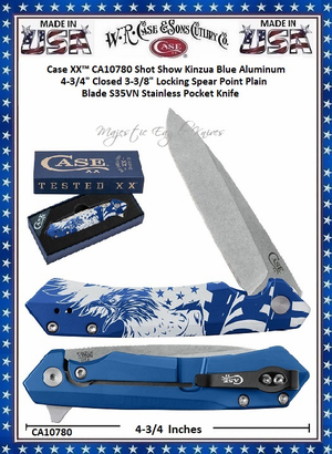W.R. Case & Sons Cutlery CA10780 Case XX™ Shot Show Kinzua Blue Aluminum Handle 4-3/4" Closed 3-3/8" Locking Spear Point Plain Blade S35VN Stainless Pocket Knife W.R. Case & Sons Cutlery CA10780 Case XX™ Shot Show Kinzua Blue Aluminum Handle 4-3/4" Closed 3-3/8" Locking Spear Point Plain Blade S35VN Stainless Pocket Knife