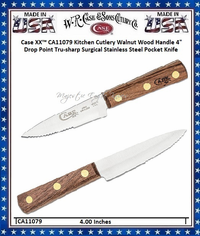 W.R. Case & Sons Cutlery CA11079 Case XX� Kitchen Cutlery Walnut Wood Handle 8" Overall 4" Drop Point Tru-sharp Surgical Stainless Steel Pocket Knife 