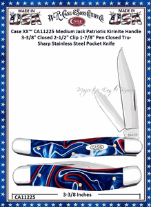 W.R. Case & Sons Cutlery CA11225 Case XX� Medium Jack Patriotic Kirinite Handle 3-3/8" Closed 2-1/2" Clip 1-7/8" Pen Blade Closed Tru-Sharp Stainless Steel Pocket Knife