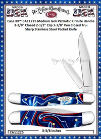 W.R. Case & Sons Cutlery CA11225 Case XX� Medium Jack Patriotic Kirinite Handle 3-3/8" Closed 2-1/2" Clip 1-7/8" Pen Blade Closed Tru-Sharp Stainless Steel Pocket Knife