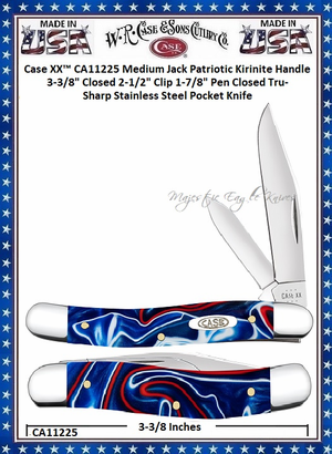 W.R. Case & Sons Cutlery CA11225 Case XX� Medium Jack Patriotic Kirinite Handle 3-3/8" Closed 2-1/2" Clip 1-7/8" Pen Blade Closed Tru-Sharp Stainless Steel Pocket Knife