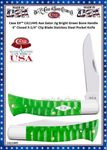 W.R. Case-Sons Cutlery CA11445 Case XX� Axe Gator Jig Bright Green Bone Handle 4" Closed 3-1/4" Clip Blade Stainless Steel Pocket Knife
