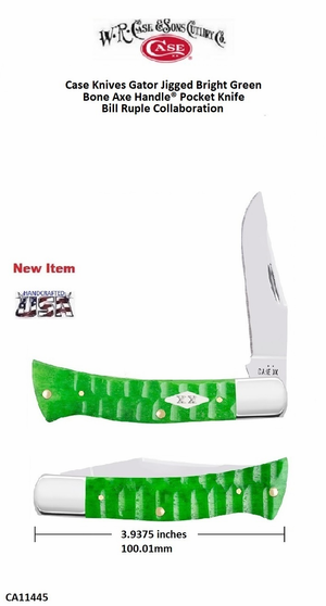 Case Knives Gator Jigged Bright Green Bone Axe Handle® Case Knives Gator Jigged Bright Green Bone Axe Handle®