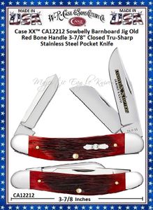 W.R. Case & Sons Cutlery CA12212 Case XX™ Sowbelly Barnboard Jig Old Red Bone Handle 3-7/8" Closed Tru-Sharp Stainless Steel Pocket Knife  