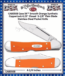 W.R. Case & Sons Cutlery CA80508 Case XX� Smooth Orange Synthetic CopperLock 4.25" Closed  3-1/8" Plain Blade Stainless Steel Blades Pocket Knife