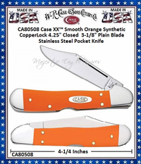W.R. Case & Sons Cutlery CA80508 Case XX� Smooth Orange Synthetic CopperLock 4.25" Closed  3-1/8" Plain Blade Stainless Steel Blades Pocket Knife