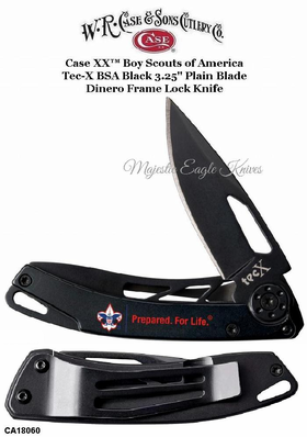 WR Case & Son's Cutlery CA18060 Case XX™ Boy Scouts Dinero Embellished Black Stainless Steel Tec-X Exo-Lock Framelock Black 3" Plain Pocket Knife WR Case & Son's Cutlery CA18060 Case XX™ Boy Scouts Dinero Embellished Black Stainless Steel Tec-X Exo-Lock Framelock Black 3" Plain Pocket Knife