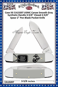W.R. Case & Sons Cutlery CA13207 Case XX USMC Canoe Smooth Gray Synthetic Handle 3-5/8" Closed 2-1/2" Clip 1-7/8" Spey 1-3/4"Sheepsfoot Blade Pocket Knife W.R. Case & Sons Cutlery CA13207 Case XX USMC Canoe Smooth Gray Synthetic Handle 3-5/8" Closed 2-1/2" Clip 1-7/8" Spey 1-3/4"Sheepsfoot Blade Pocket Knife