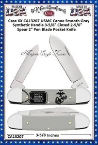W.R. Case & Sons Cutlery CA13207 Case XX USMC Canoe Smooth Gray Synthetic Handle 3-5/8" Closed 2-1/2" Clip 1-7/8" Spey 1-3/4"Sheepsfoot Blade Pocket Knife W.R. Case & Sons Cutlery CA13207 Case XX USMC Canoe Smooth Gray Synthetic Handle 3-5/8" Closed 2-1/2" Clip 1-7/8" Spey 1-3/4"Sheepsfoot Blade Pocket Knife