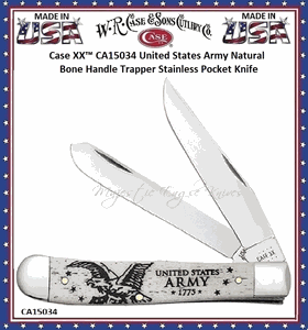 W.R. Case & Sons Cutlery CA15034 Case XX� United States Army Natural Bone HandleTrapper Stainless Pocket Knife  