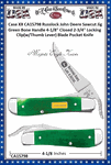 W.R. Case & Sons Cutlery CA15798 Case XX Russlock John Deere Sawcut Jig Green Bone Handle 4-1/8" Closed 2-3/4" Locking Clip(w/Thumb Lever) Blade Pocket Knife