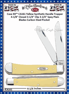W.R. Case & Sons Cutlery CA161 Case XX� Trapper Yellow Synthetic Handle 4-1/8" Closed 3-1/4" Clip 3-1/4" Spey Plain Blades Carbon Steel Pocket Knife 