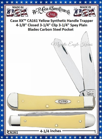 W.R. Case & Sons Cutlery CA161 Case XX� Trapper Yellow Synthetic Handle 4-1/8" Closed 3-1/4" Clip 3-1/4" Spey Plain Blades Carbon Steel Pocket Knife 