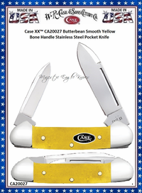 W.R. Case & Sons Cutlery CA20027 Case XX� Butterbean Smooth Yellow Bone Handle Stainless Steel Pocket Knife