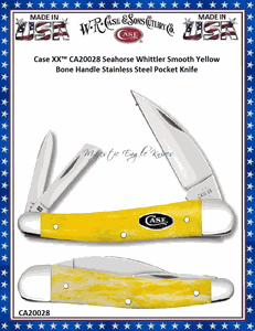 W.R. Case & Sons Cutlery CA20028 Case XX� Seahorse Whittler Smooth Yellow Bone Handle Stainless Steel Pocket Knife 