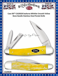 W.R. Case & Sons Cutlery CA20028 Case XX� Seahorse Whittler Smooth Yellow Bone Handle Stainless Steel Pocket Knife 