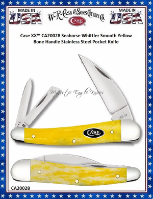 W.R. Case & Sons Cutlery CA20028 Case XX� Seahorse Whittler Smooth Yellow Bone Handle Stainless Steel Pocket Knife 