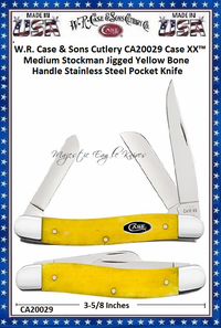 W.R. Case & Sons Cutlery CA20029 Case XX� Medium Stockman Jigged Yellow Bone Handle Stainless Steel Pocket Knife  