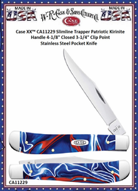 W.R. Case & Sons Cutlery CA11229 Case XX� Slimline Trapper Patriotic Kirinite Handle Stainless Steel Pocket Knife