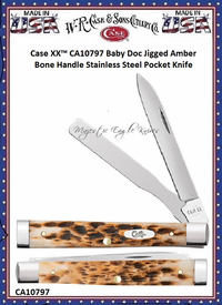 W.R. Case & Sons Cutlery CA10797 Case XX� Baby Doc Jigged Amber Bone Handle Stainless Steel Pocket Knife 