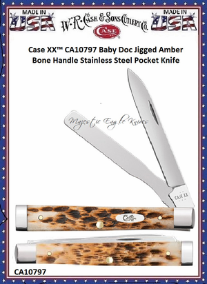 W.R. Case & Sons Cutlery CA10797 Case XX™ Baby Doc Jigged Amber Bone Handle Stainless Steel Pocket Knife W.R. Case & Sons Cutlery CA10797 Case XX™ Baby Doc Jigged Amber Bone Handle Stainless Steel Pocket Knife