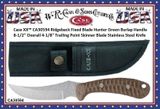 W.R. Case & Sons Cutlery CA30594 Case XX Ridgeback Fixed Blade Hunter Green Burlap Handle   8-1/2" Overall 4-1/8" Trailing Point Skinner Blade Stainless Steel Knife 
