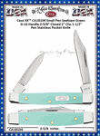 W.R. Case & Sons Cutlery CA18104 Case XX� Small Pen Ichthus inlay shield Seafoam Green G-10 Handle 2-5/8" Closed 2" Clip 1-1/2" Pen Blade Tru-Sharp Stainless Steel Pocket Knife