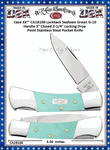 W.R. Case & Sons Cutlery CA18106 Case XX� Lockback Ichthus inlay shield Seafoam Green G-10 Handle 3" 2-1/4" Locking Drop Point Blade Tru-Sharp Stainless Steel Pocket Knife