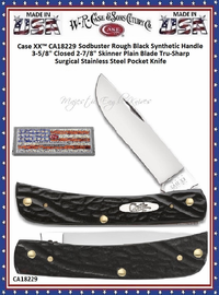 W.R. Case & Sons Cutlery CA18229 Case XX™ Rough Black Synthetic Sodbuster 3-5/8" Closed 2-7/8" Skinner Plain Blade Tru-Sharp Surgical Stainless Steel Pocket Knife W.R. Case & Sons Cutlery CA18229 Case XX™ Rough Black Synthetic Sodbuster 3-5/8" Closed 2-7/8" Skinner Plain Blade Tru-Sharp Surgical Stainless Steel Pocket Knife