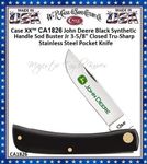 W.R. Case & Sons Cutlery CA1826 Case XX John Deere Black Synthetic Handle Sod Buster Jr 3-5/8" Closed Tru-Sharp Stainless Steel Pocket Knife 