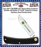 W.R. Case & Sons Cutlery CA1826 Case XX� John Deere Black Synthetic Handle Sod Buster Jr 3-5/8" Closed Tru-Sharp Stainless Steel Pocket Knife 