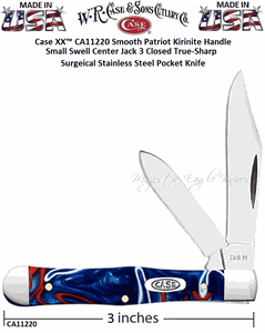W.R. Case & Sons Cutlery CA11220 Case XX� Small Swell Center Jack Patriotic Kirinite Handle Stainless Steel Pocket Knife 