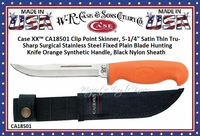W.R. Case & Sons Cutlery CA18501 Case XX� Orange Synthetic Handle Fixed Blade Hunter 5" Tru-Sharp Surgical Stainless Steel Plain Blade Black Ballistic Nylon Sheath 