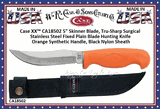 W.R. Case & Sons Cutlery CA18502 Case XX� Orange Synthetic Handle Fixed Blade Hunter 5" Tru-Sharp Surgical Stainless Steel Plain Blade Black Ballistic Nylon Sheath 